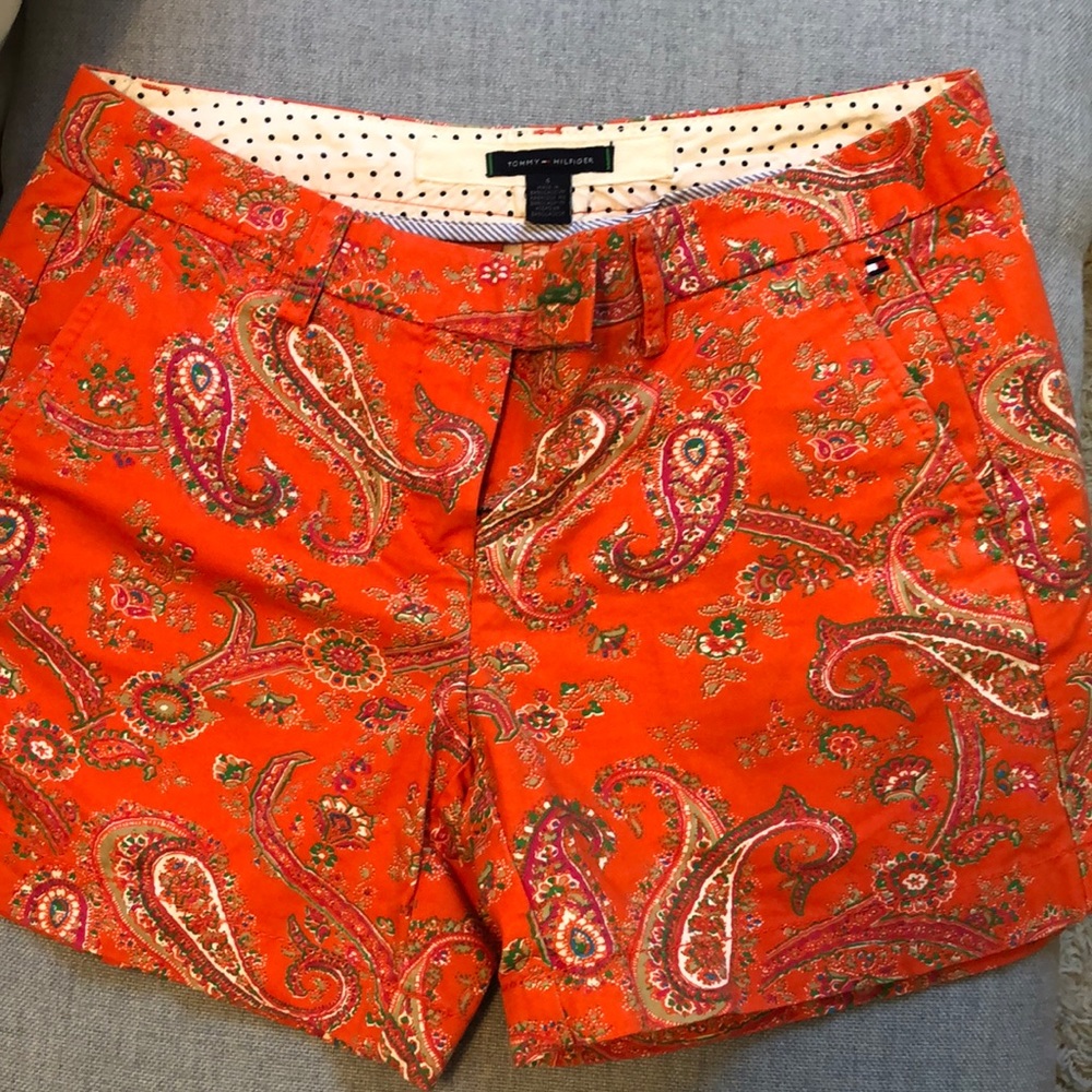Paisley print orange shorts